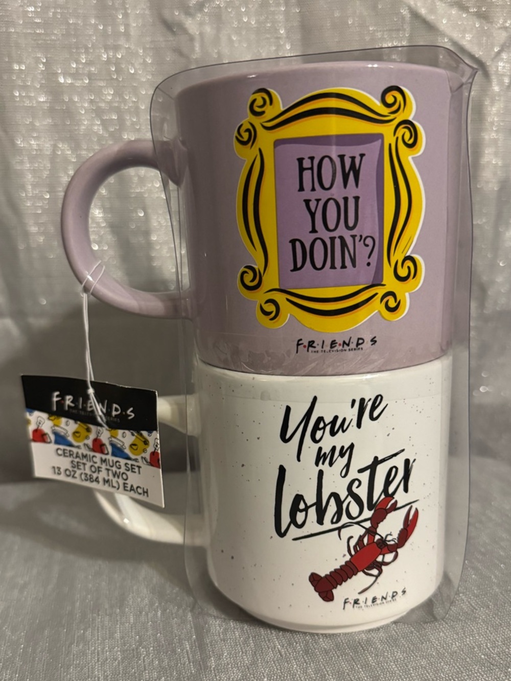 Friends TV Show Ceramic Mug Set How You Doin You’re My Lobster 13oz Set of 2 NEW